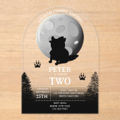 Cute Wolf Pack Woodland Moon Howling Birthday Acryleinladungen (Vorderseite)