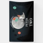 Cute Wolf Pack Woodland Moon Howling Birthday Banner (Vertikal)