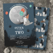 Cute Wolf Pack Woodland Moon Howling Birthday Einladung