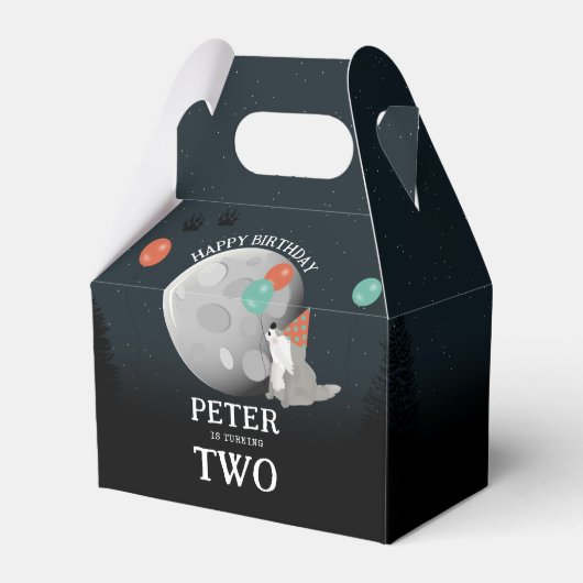 Cute Wolf Pack Woodland Moon Howling Birthday Geschenkschachtel (Vorderseite)