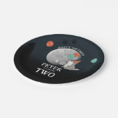 Cute Wolf Pack Woodland Moon Howling Birthday Pappteller (Schrägansicht)