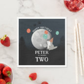 Cute Wolf Pack Woodland Moon Howling Birthday Serviette (Beispiel)