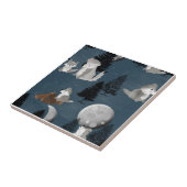 Cute Wolf Pack Woodland Night Sky Moon Fliese (Seite)