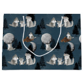 Cute Wolf Pack Woodland Night Sky Moon Große Geschenktüte (Vorderseite)