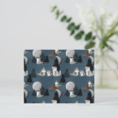 Cute Wolf Pack Woodland Night Sky Moon Postkarte (Stehend Vorderseite)