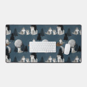 Cute Wolf Pack Woodland Night Sky Moon Schreibtischunterlage (Tastatur & Maus)