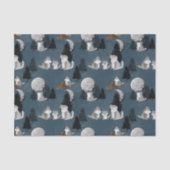 Cute Wolf Pack Woodland Night Sky Moon Seidenpapier (Vorderseite)
