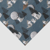 Cute Wolf Pack Woodland Night Sky Moon Seidenpapier (Ausschnitt)