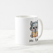 Cute Wolf Reading a Book Custom Kaffeetasse (VorderseiteRechts)