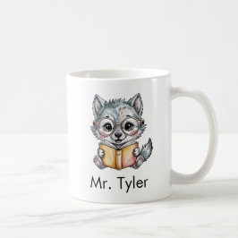 Cute Wolf Reading a Book Custom Kaffeetasse