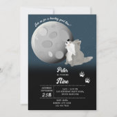 Cute Wolf Woodland Moon Howling Kids Birthday Einladung (Vorderseite)