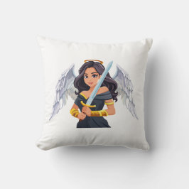 Cute woman Angel's with open wings and sword Kissen