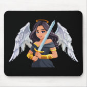 Cute woman Angel's with open wings and sword Mousepad (Vorne)