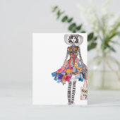 Cute Woman in Collage Fashions Outfit Postkarte (Stehend Vorderseite)