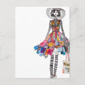 Cute Woman in Collage Fashions Outfit Postkarte (Vorderseite)