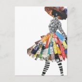Cute Woman in Collage Outfit Postkarte (Vorderseite)