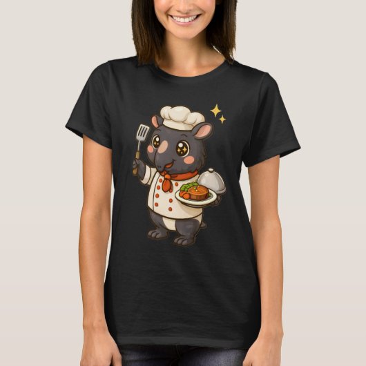 Cute Wombat Chef Kawaii Cooking Animal Professiona T-Shirt (Vorderseite)