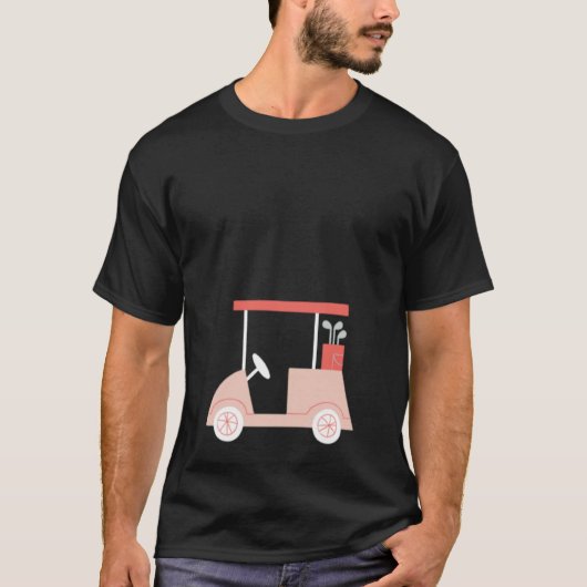 Cute Womens Golf  Pink Golf Cart T-Shirt (Vorderseite)