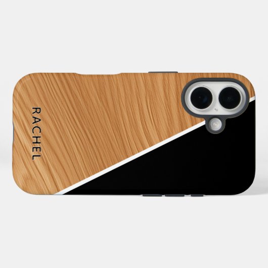 Cute Wood and Black Personalized Case-Mate iPhone Hülle (Rückseite (Horizontal))