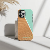 Cute Wood and Light Teal Personalized Case-Mate iPhone Hülle