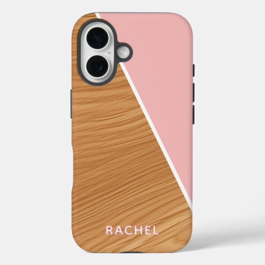 Cute Wood and Pink Personalized  Case-Mate iPhone Hülle (Rückseite)