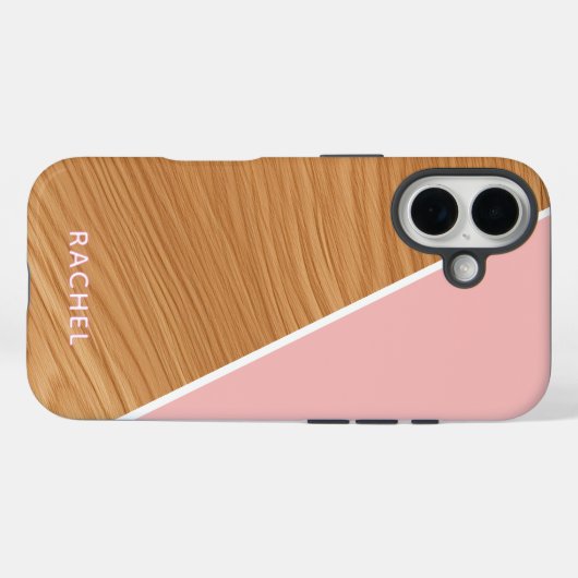 Cute Wood and Pink Personalized  Case-Mate iPhone Hülle (Rückseite (Horizontal))