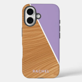 Cute Wood and Purple Personalized iPhone 16 Hülle