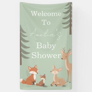 Cute Woodland Animal Baby Shower Welcome Sign Banner