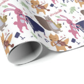 Cute Woodland Animal Band Musical Instruments Geschenkpapier (Rolleneckpunkt)