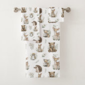 Cute Woodland Animal Watercolour Badhandtuch Set (Insitu)