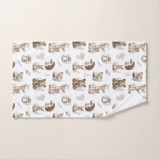 Cute Woodland Animal Watercolour Badhandtuch Set (Handtuch)