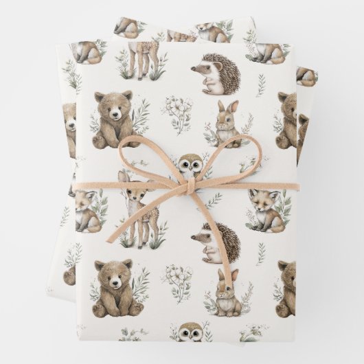 Cute Woodland Animal Watercolour Geschenkpapier Set (Beispiel)