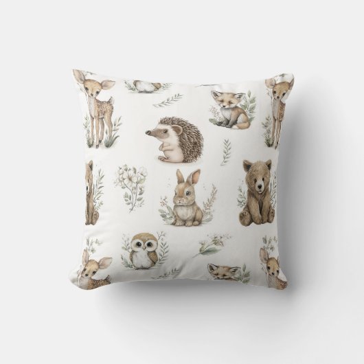 Cute Woodland Animal Watercolour Kissen (Vorderseite)