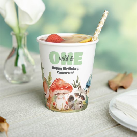 Cute Woodland Animals 1st Birthday Party Pappbecher (In Situ)