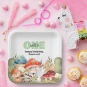 Cute Woodland Animals 1st Birthday Party Pappteller (Party)