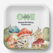 Cute Woodland Animals 1st Birthday Party Pappteller (Vorderseite)