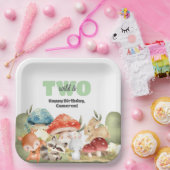 Cute Woodland Animals 2nd Birthday Party Pappteller (Party)