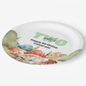 Cute Woodland Animals 2nd Birthday Party Pappteller (Schrägansicht)