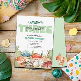Cute Woodland Animals 3rd Birthday Party  Einladung
