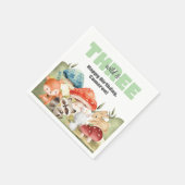Cute Woodland Animals 3rd Birthday Party Serviette (Ecke)