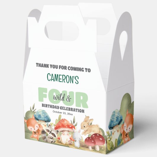 Cute Woodland Animals 4th Birthday Party Geschenkschachtel (Offen)