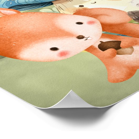 Cute Woodland Animals 5th Birthday Party Welcome Poster (Ecke)