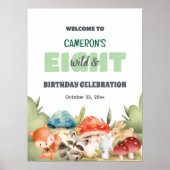 Cute Woodland Animals 8th Birthday Party Welcome Poster (Vorne)