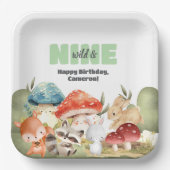 Cute Woodland Animals 9th Birthday Party Pappteller (Vorderseite)