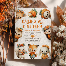 Cute Woodland Animals Autumn Fall Kids' Birthday Einladung