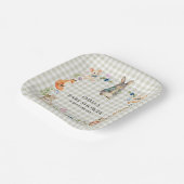 Cute Woodland Animals Baby Shower Gingham Plates Pappteller (Gewinkelt)