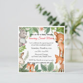 Cute Woodland Animals Baby Shower Invitation Einladung (Stehend Vorderseite)
