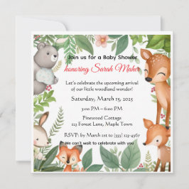 Cute Woodland Animals Baby Shower Invitation  Einladung