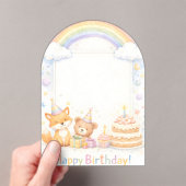 Cute Woodland Animals Birthday Acrylic Invitation Acryleinladungen (Insitu (Handheld))