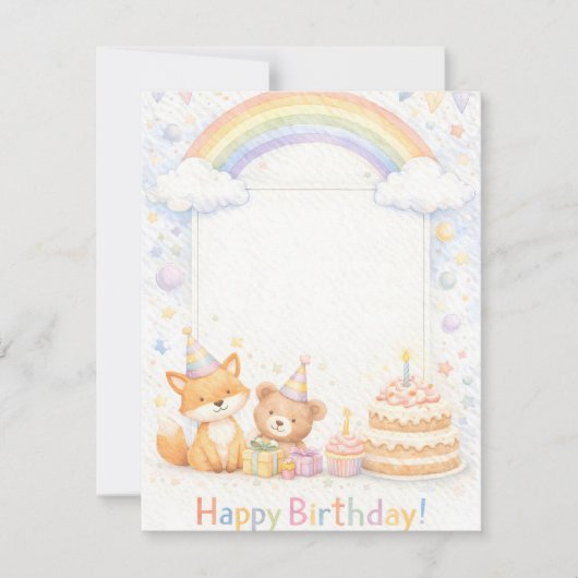 Cute Woodland Animals Birthday Invitation Einladung (Vorderseite)